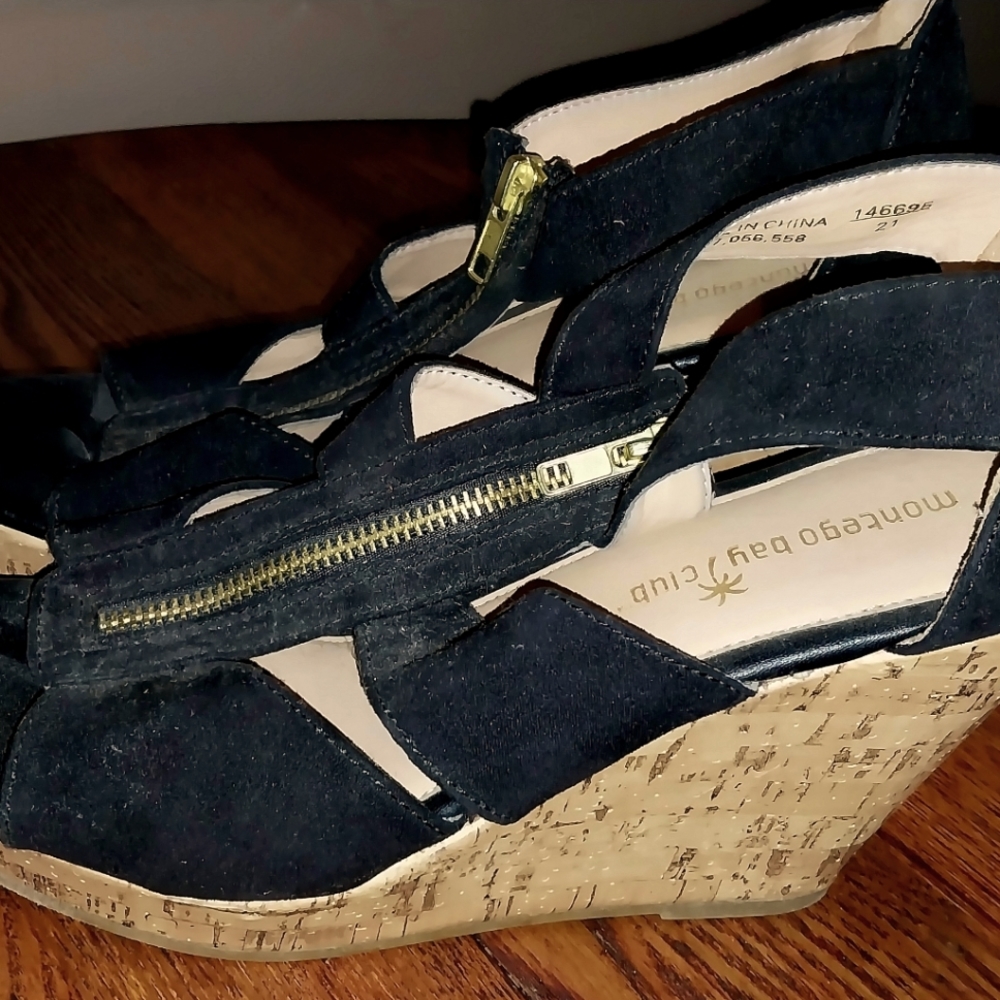 Black Suede Wedges * Montego Bay